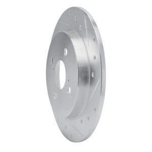 Toyota Yaris Brake Rotor (1) - Rear Right - R1 Concepts - Drilled & Slotted - Silver - `12-`18